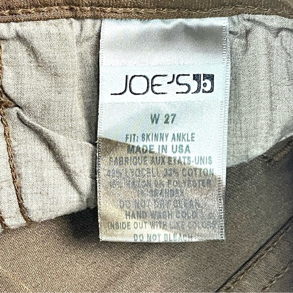 JOE'S COATED SNAKESKIN CHESTNUT BROWN SKINNY ANKLE JEANS - Picture 13 of 15